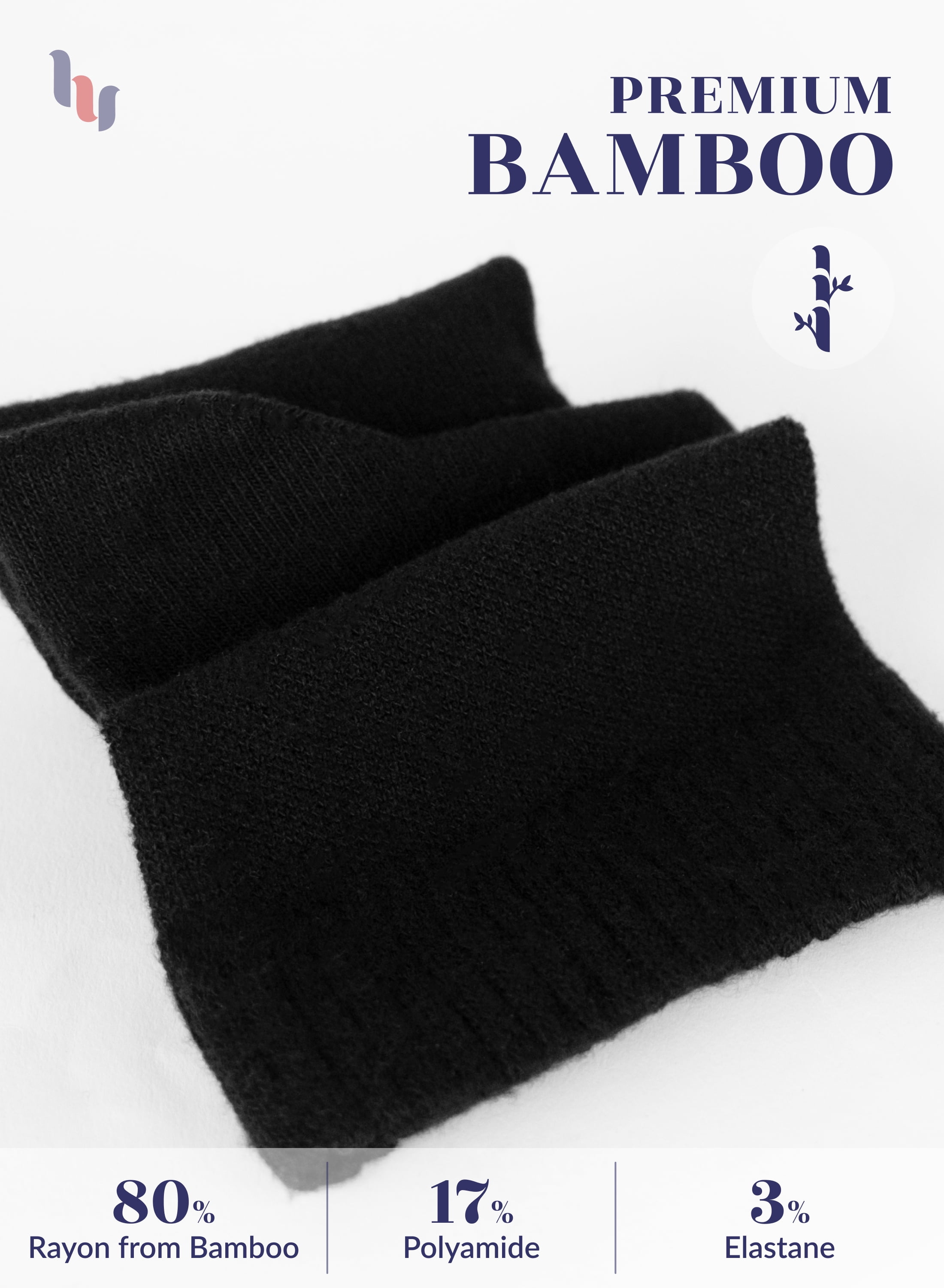 Hugh Ugoli Mid Ankle Diabetic Socks for Women, Soft Bamboo, Wide & Loose, Seamless Toe, 4 Pairs, Black