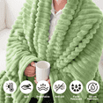 thumbnail image 3 of Cobija Tamaño Queen, Cobija de Tiras Extra Suave, Mantas Acogedoras y Esponjosas para Cama, Sofá, Ligera y Versátil para Oficina, Recámara, Picnic, Decoración Del Hogar, 90x108" Salvia, 3 of 6