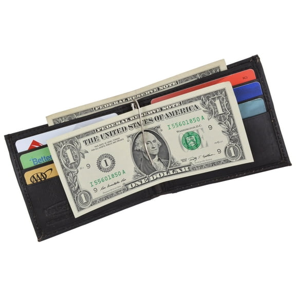 Black Wallet Genuine Leather Slim Bifold Front Pocket for Men