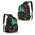 thumbnail image 5 of SCRAWLGOD Dinosaur Tropical Leaf Print Black 17 inch Backpack for Women Men Large College Bookbags Kids School Bag for Girls Boys Multi-Pocket Portable Large Knapsack, 5 of 7