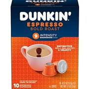 Dunkin Espresso Bold Roast Coffee, 10 Espresso Capsules