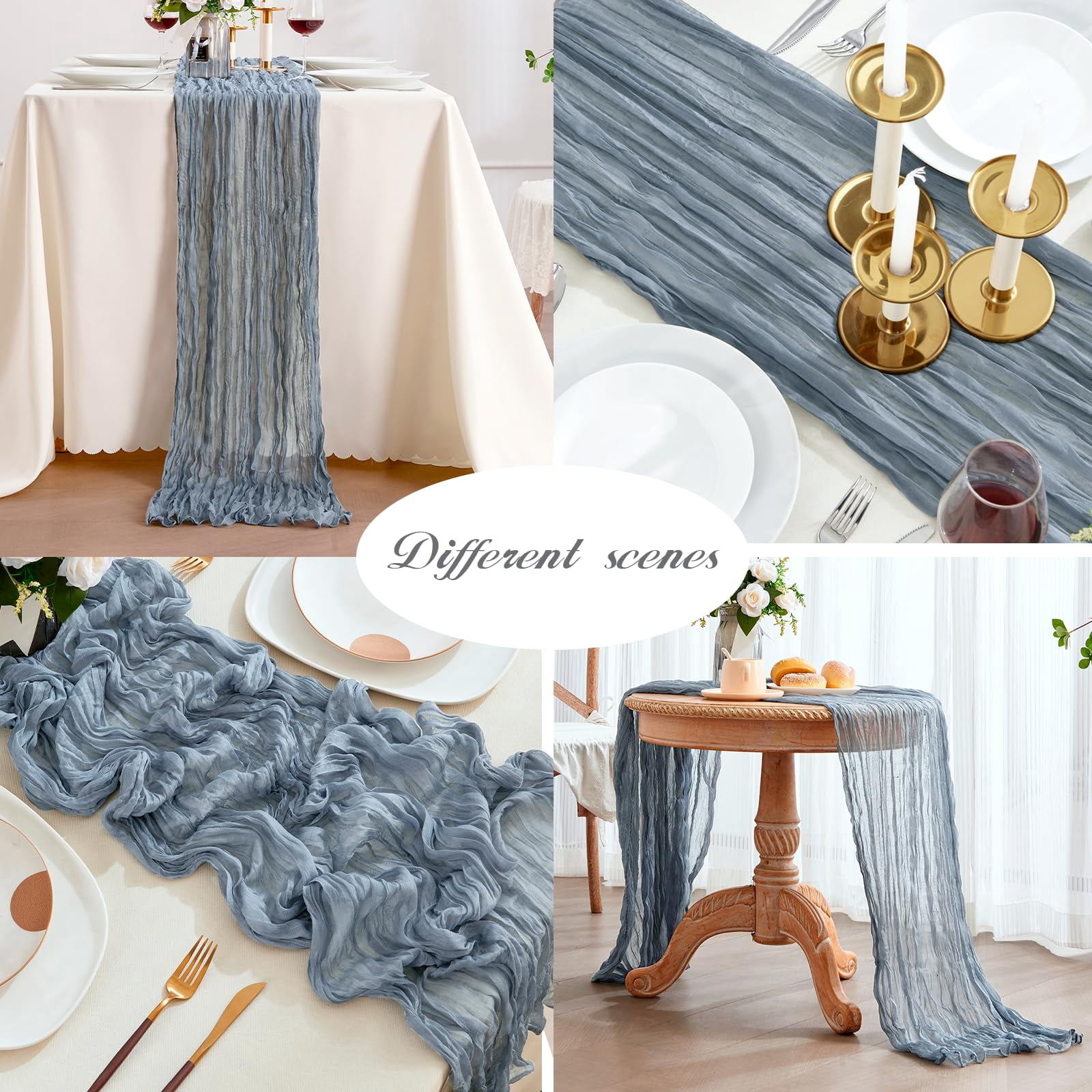 6 Pack Sage Green Cheesecloth Table Runners 10ft Wide Gauze Boho for Bridal Shower Wedding Table Decorations