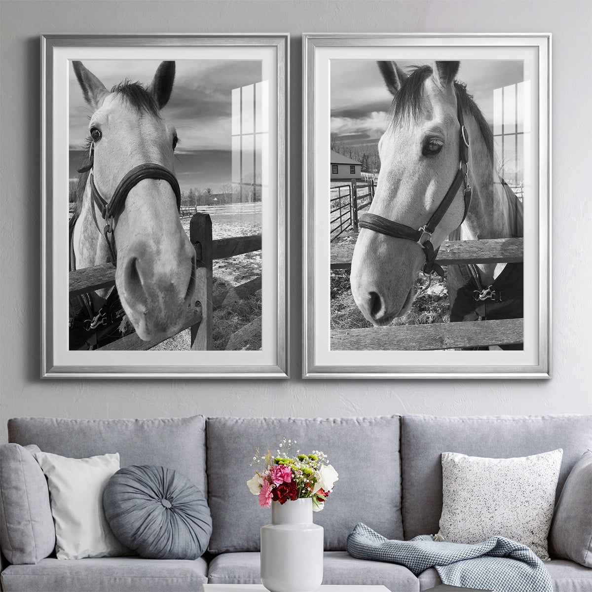 Wexford Home Caen Premium Framed Print, 26.5" x 36.5" - Ready to Hang, Silver (Set of 2)
