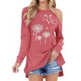 thumbnail image 1 of MY Women Dandelion Print Long Sleeve Cold Shoulder Side Split Plain Shirt, 1 of 2