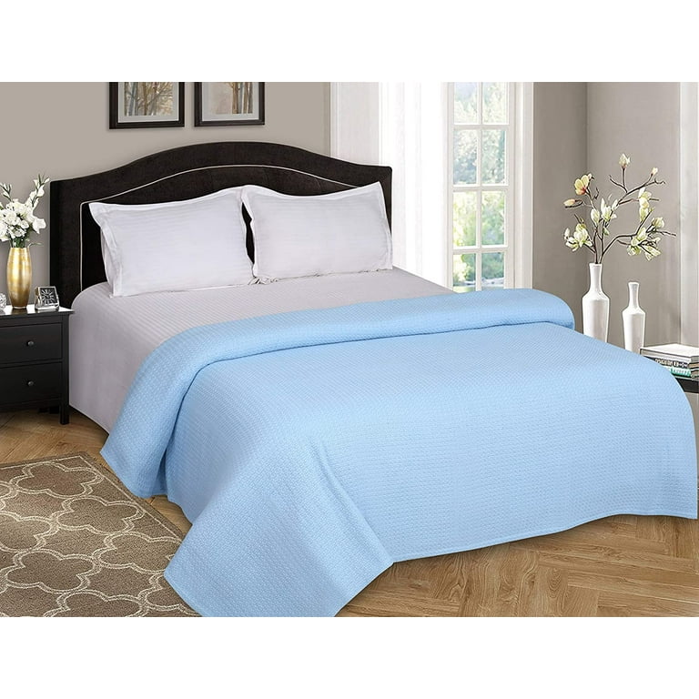 BELIZZI HOME Lightweight Twin Size Cotton Blanket Woven Summer Bed Cover Perfect for All Seasons Light Blue Walmart