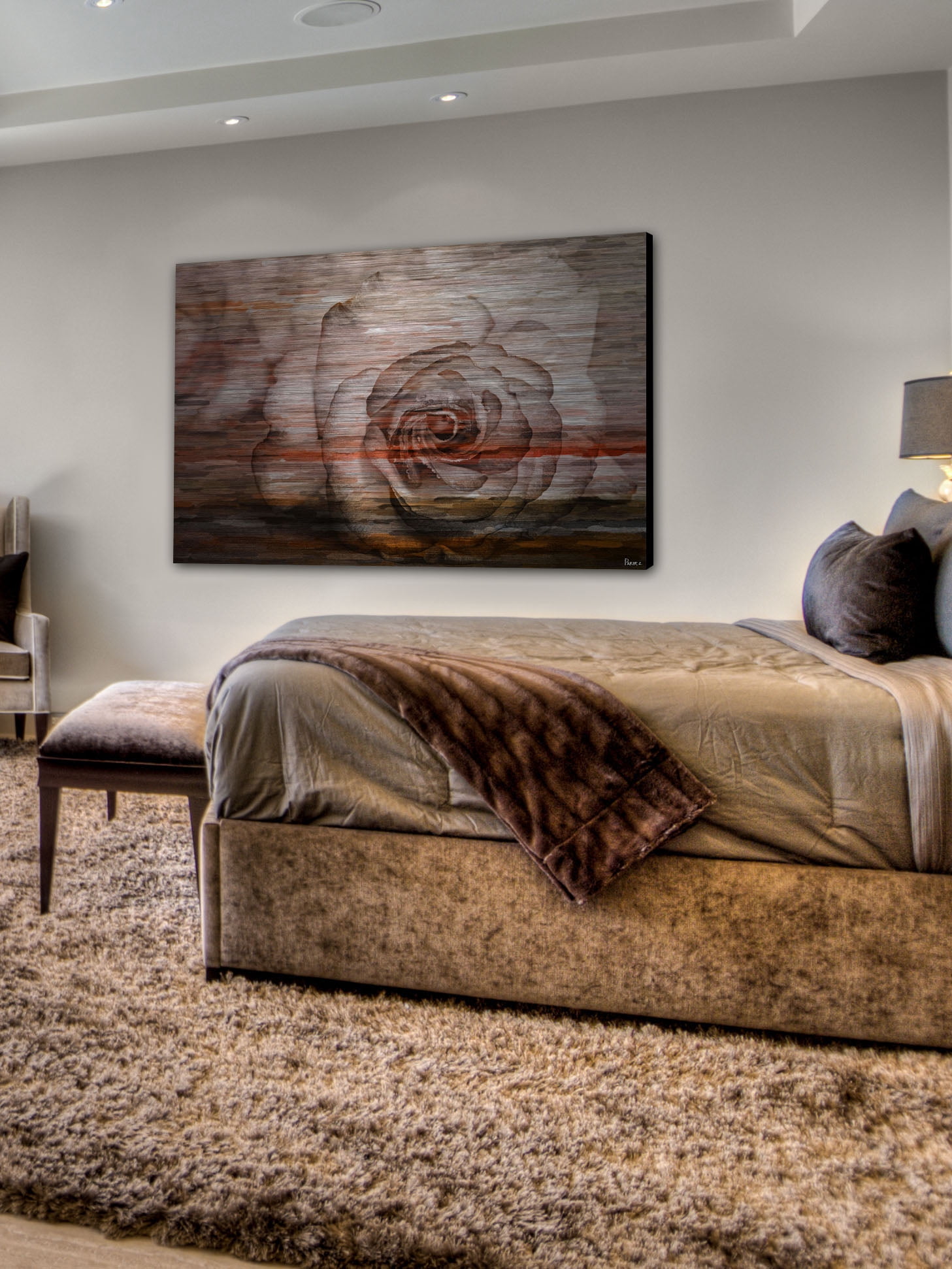 Parvez Taj Sleeping Rose Art Print on Brushed Aluminum