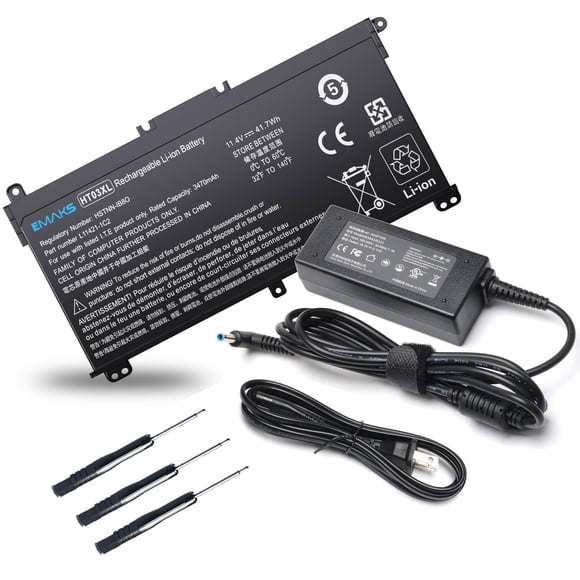 Juego de baterías Emaks HT03XL 41Wh 11,4 V con cargador UL para HP Pavilion 14