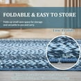 thumbnail image 6 of Large Bedroom Rug 6x9 Machine Washable Rug Braided Print Boho Throw Floor Cover Farmhouse Rustic Dining Room Carpet Geometric Bordered Braided Carpet for Living Room Home Office, Blue, 6 of 9