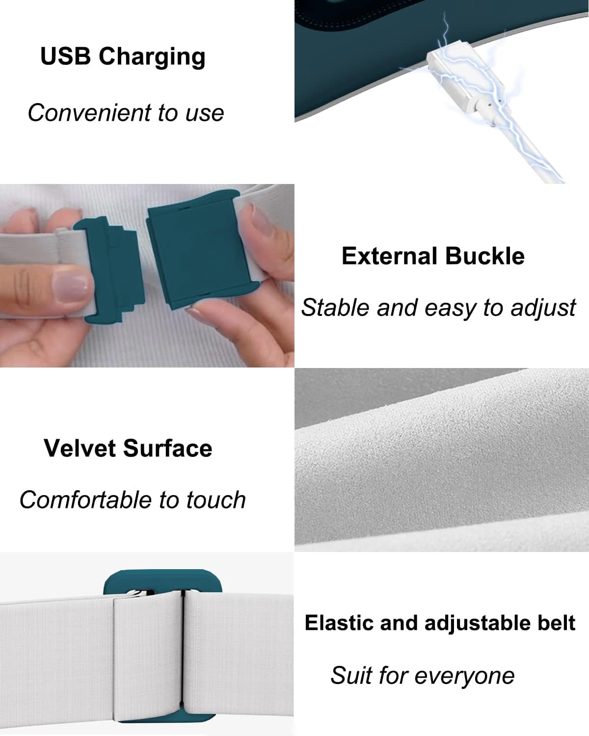 Yeamon Portable Cordless Electric Heating Pad for Menstrual Cramps Relief,with 4 Heat Setting, 4 Massage Modes,Back or Belly Fast Heating Pads for Women and Girl,Dark Blue Green