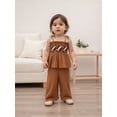 thumbnail image 5 of BemeyourBBs Toddler Baby Girl Football Outfit Cute Infant Girls Summer Clothes Embroidery Sleeveless Smocked Camisole Tank Top Wide Leg Pants Set, 5 of 9