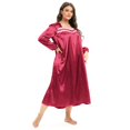 thumbnail image 5 of Women Plus Size Satin Nightgown Long Sleeve Lace Trim Lightweight Pajama Full Length Sleepwear XL-4XL, 5 of 10