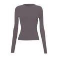 thumbnail image 7 of Yigetop Fitted Long Sleeve Shirt Women, Women's Long Sleeved Round Neck Slim Bottom Sweater 2025 Basic Clothing for Outdoor Wear Sports Top Womens Long Sleeve Tops B XS, 7 of 7