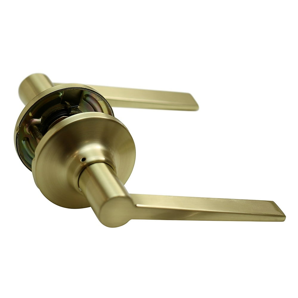 Essen Lockset Satin Brass Passage (Door Lever Knob Handle Leverset Modern Gold Amber