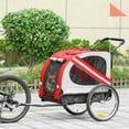 thumbnail image 2 of Aosom Remorque pour Vélo pour Chien, Chariot pour Chien 2-en-1 Poussette pour Animal de Compagnie pour Voyage avec Roues Universelles Réflecteurs Drapeau, pour Petits et Moyens Chiens, Rouge, 2 of 10