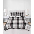 thumbnail image 2 of Quilts Full Size Bedding Set, Black Grey Plaid Lightweight Quilted Comforter, Modern Abstract Ombre Gingham Checkered Soft Reversible Bedspread Coverlet with Pillow Covers for All Season, 78" x 90", 2 of 7