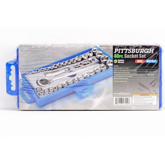 Pittsburgh 3/8 in., 1/4 in. Drive SAE & Metric Socket Set, 40 Piece