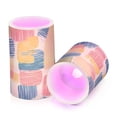 thumbnail image 2 of Flickering Flameless LED Candles set of 2 Battery Operated 18-Key Remotes Timer Halloween Fall Decor Colorful Line Doodle Squares D3''xH4''5'', 2 of 7