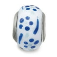 thumbnail image 3 of Fancy Bead White Sterling Silver Glass 13.59 mm 9.78 Reflections Blue Glitter Flower Italian Bead, 3 of 3