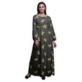 thumbnail image 1 of Bimba Robe Maxi à Manches Longues pour Femmes en Georgette Mousse avec Papillons et Imprimé Papillon, Taille Élastique - Grande, 1 of 1