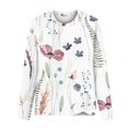 thumbnail image 4 of T-shirts à Manches Longues pour Femmes à Col Rond Imprimé Floral Tunique Blouse Décontractée Douce, 4 of 5