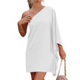 thumbnail image 5 of Women Casual Inclined Shoulder Cape Mini Dress Soild Loose Party Dress Dresses for Women Swing Petite Maxi Dress T Shirt Dress for Women Knee Length Long for Women Casual Summer plus Size Maxi Dresses, 5 of 8