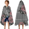thumbnail image 3 of Pioneer Flower Floral Print Pattern Hooded Bath Towel，50"x30" for Ages 3 To 12 Kids, Quick Dry Lightweight Soft Microfiber Hood Beach Towel Cover Up for Kids, 3 of 7