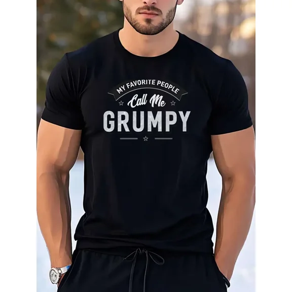 Men's Funny "Call Me GRUMPY" Graphic T-Shirt - Soft Breathable 100% Cotton Crew Neck Tee - Loose Fit Casual Shirt for Casual Attire, Gym, Lounge - Machine Washable Humor