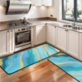 thumbnail image 3 of Kitchen Rugs Sets Of 2,Blue and Gold Marble Shimmer Streaks Pattern Anti Fatigue Kitchen Mat Rugs Non Slip Washable,Decorative Kitchen Floor Mats for Kitchen,Sink,Laundry,17"x47"+17"x47", 3 of 5