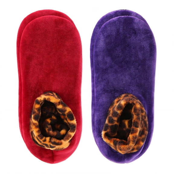 TELOLY 2Pairs Slipper Socks for Women,1-2 Years Old Slipper Socks,Lamb Wool Lining Fuzzy Socks,Style1,10-12Cm