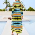 thumbnail image 5 of 2024 Striped Polka Dot Chiffon Dress Yellow Blue Modern Dresses Woman Long Sleeve Street Style V Neck Design Oversized Casual Dress, 5 of 7