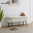 thumbnail image 3 of Bellemave Modern Storage Ottoman for Living Room, Linen Upholstered Bench with Solid Rubber Legs, Entryway Bench/Storage Bench for Bedroom(Beige), 3 of 11