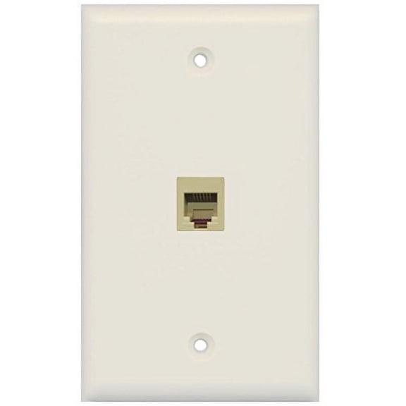 RiteAV Rj11/12 Phone Wall Plate 1 Gang Flat - Light Almond