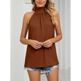 thumbnail image 4 of Spencer Women's Sleeveless Tie Halter Neck Summer Tops Loose Casual Tank Top Blouse Shirts Sexy Plain T-Shirts "Caramel,M", 4 of 5