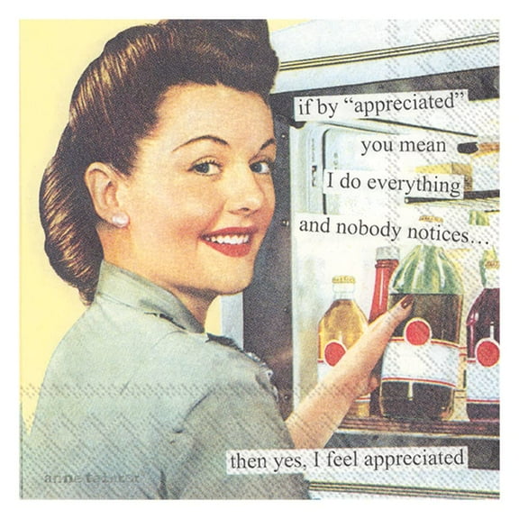 Boston International IHR Anne Taintor, 20 Count Cocktail Beverage Paper Napkins, 5 x 5-Inches, Appreciated