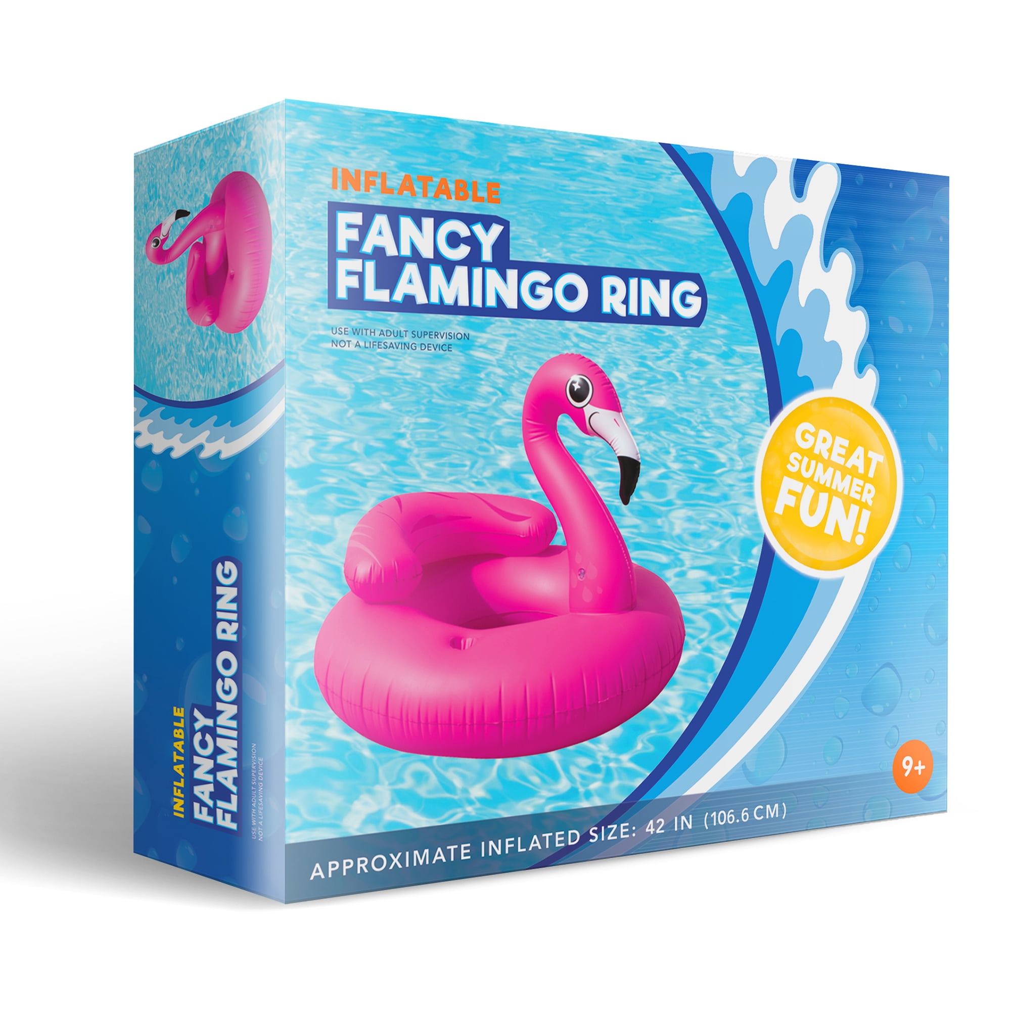 Joyfy 45" Inflatable Flamingo Pool Float, Summer Pool Raft Lounge for Adults & Kids, with 2 Cup Holders and Head Rest