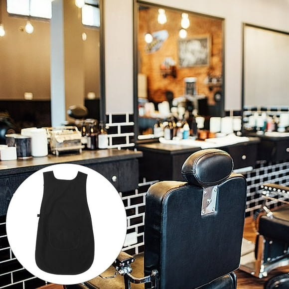 PAMINGONO Delantal Profesional Negro Para Estilistas Con Material Resistente Y Bolsillo Práctico