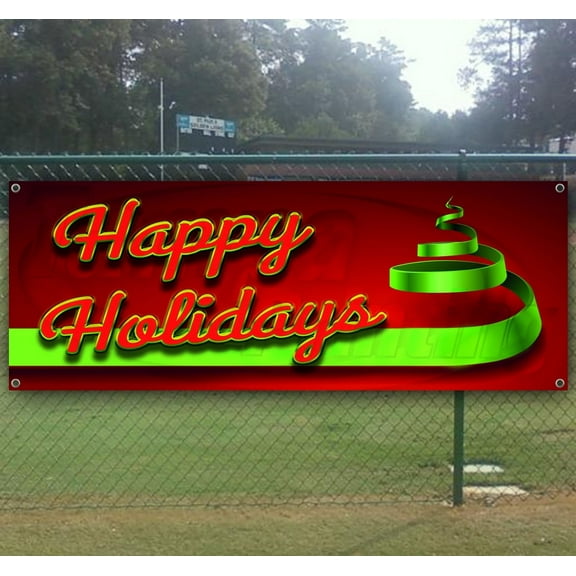 Happy Holidays 3 13 oz Vinyl Banner With Metal Grommets