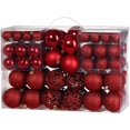 thumbnail image 2 of 100 piezas Bolas de Navidad Decoraciones para árboles de Navidad Bolas para árboles de Navidad 100 colgantes de gancho de metal Inastillable (púrpura, dorado, rojo) Adepaton LN-0882-3, 2 of 8