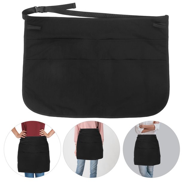 unbranded Delantal Negro Cuerpo Con Bolsillos Ajustable Para Cocina Y Restaurante