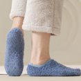 thumbnail image 4 of Mens Plush Lined Low Cut Home Socks Anti Slip Warm Bedroom Socks Solid Color Casual Indoor Socks Blue One Size, 4 of 6