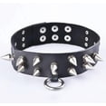 thumbnail image 2 of Punk Gothic Black Leather Choker Skull Chain Spike Rivet Buckle Collar Necklace, 2 of 2