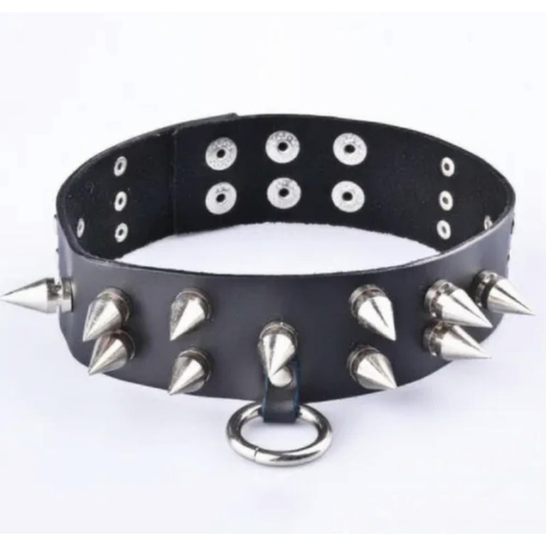 Punk Gothic Black Leather Choker Skull Chain Spike Rivet Buckle