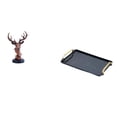 thumbnail image 1 of Figura de cabeza de ciervo, estatua decorativa de animal, bandeja para servir, material de resina, adorno de mesa creativo con asa, adecuado para, 1 of 8