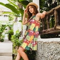 thumbnail image 3 of Horeoi Cute Cartoon Cat Print Women's Sleeveless Dress Cotton-like Flared Hem Deep Side Pockets Above-Knee, 3 of 6
