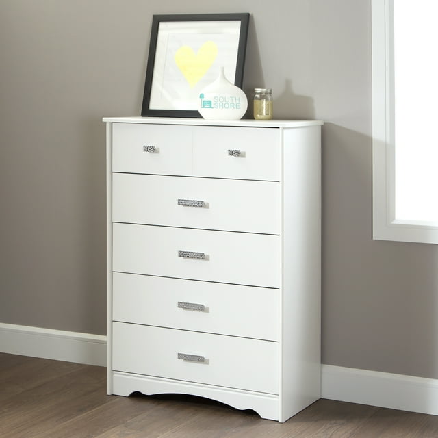 Commode 5 tiroirs pour Enfants, fini Blanc solide, collection Tiara de Meubles South Shore