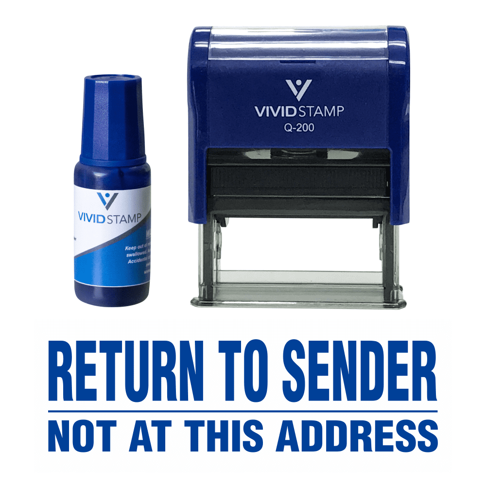(3 pack) Precision and Convenience: Vivid Stamp Return To Sender Not At This Address Self Inking Rubber Stamp Combo With Refill (Blue Ink) - Medium