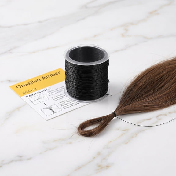 FRCOLOR Black Wire for Hair Extensions, Fish Line Beading Thread for Hair Styling and Accessories