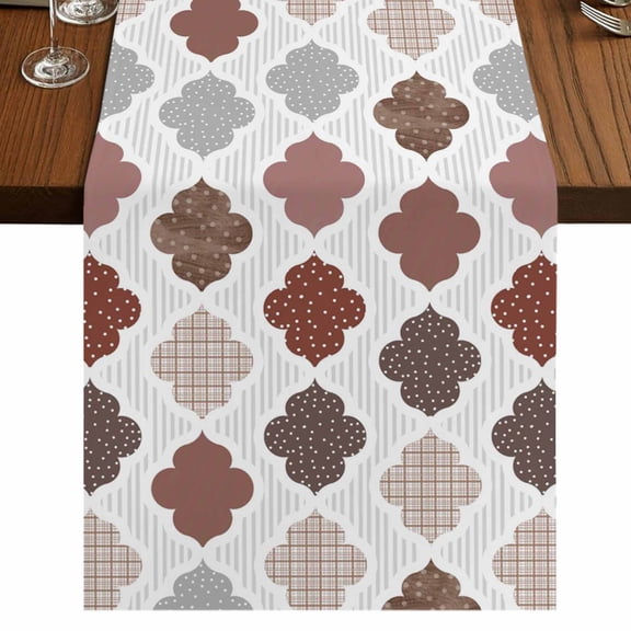 Table Runners 72 Inches Long Dress Scarves, Moroccan Geometric Farmhouse Kitchen/Dining Table Runner, Coffee Tablerunners, Vintage Boho Rhombic Pattern Red Gray 16x72 Inch