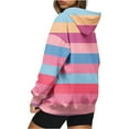 thumbnail image 6 of miqiqism Womens Striped Oversized Sweatshirts Juniors Long Sleeve Color Block Hoodies Trendy Pullover Top Y2K Clothes with Pocket Casual Drop Shoulder Blouses,Pink,X-Large, 6 of 6