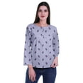 thumbnail image 1 of Moomaya Haut à Manches Longues Imprimé avec Patte de Boutonnage, Col Rond, Tunique d'Été Décontractée pour Femme, 1 of 5